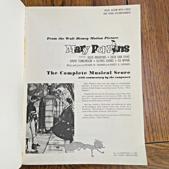 Mary Poppins Complete Musical Score Book Walt Disney Julie Andrews RARE VTG 1964 - Picture 5 of 11